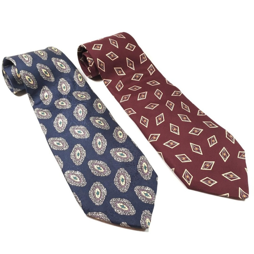 Robert Talbott Ties Lot of 2 Navy Blue Burgundy